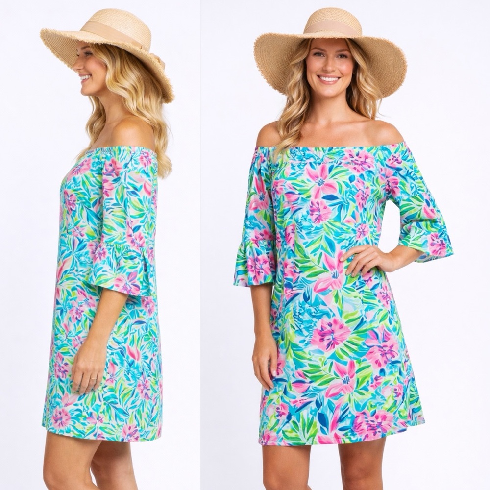 Tropical Off-Shoulder Dress 👗🏝️ - Picture 3 of 17